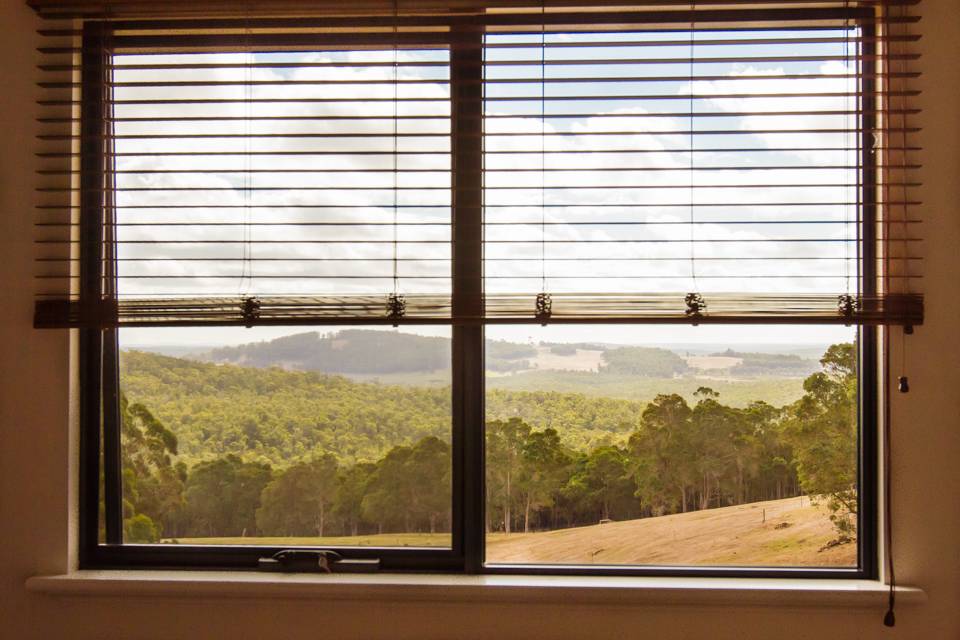 One of the views from the Redgum chalet with karri forests stretching off to the horizon.